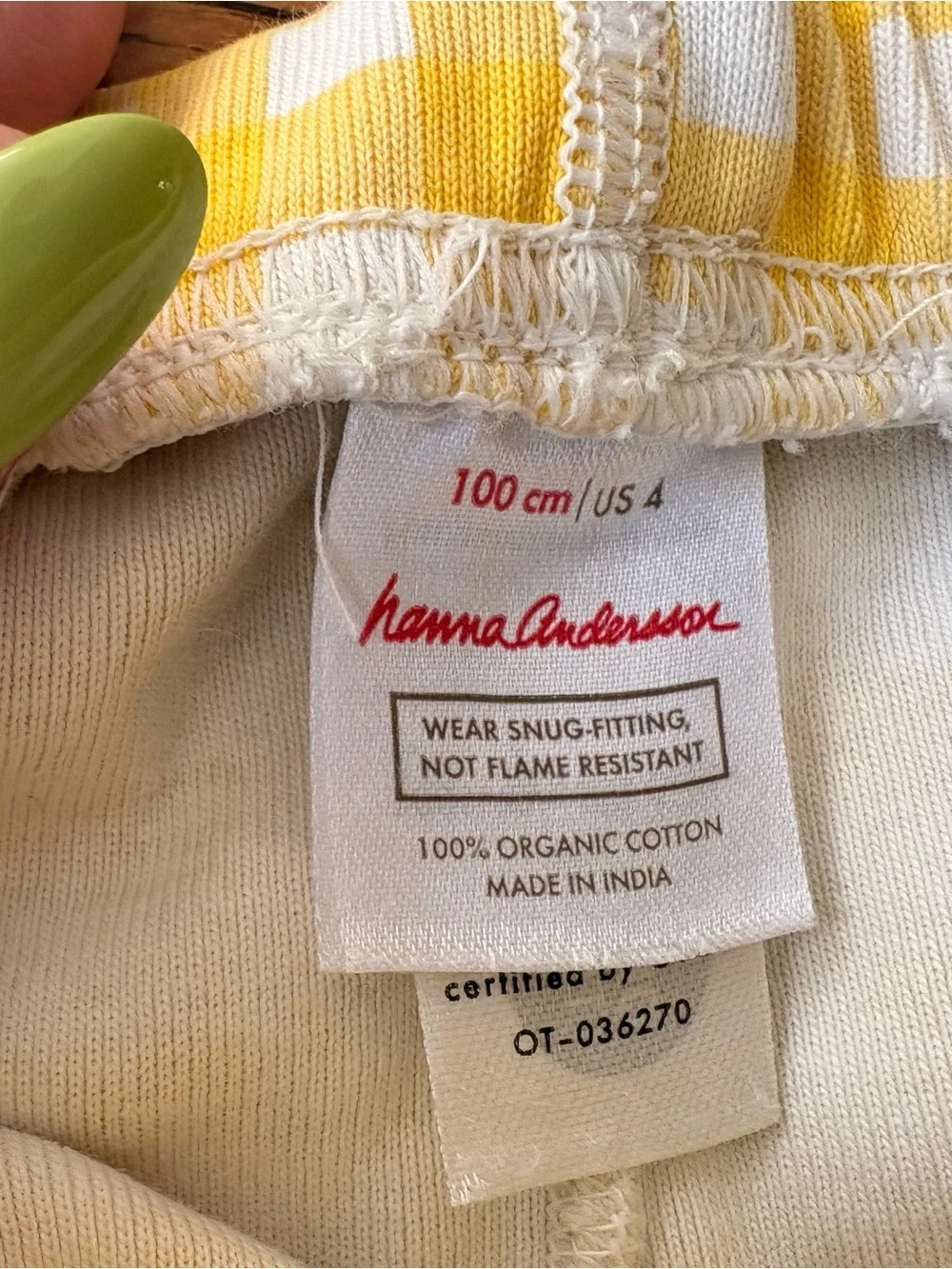 Hanna Andersson Yellow and White Gingham Short Pajama Set